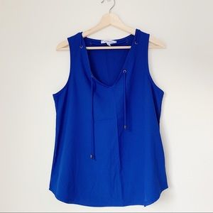 Blue String Tie Detail Sleeveless Top